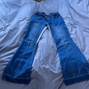 Western style flared denim jeans